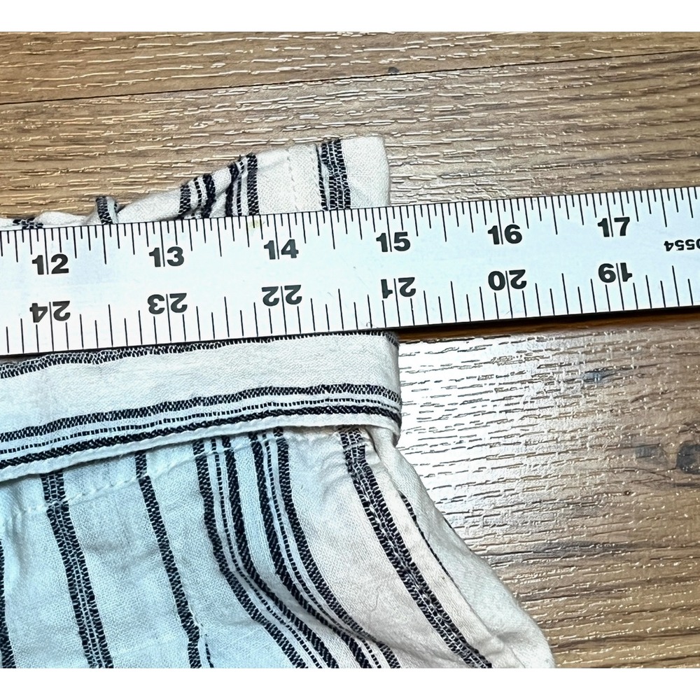 Madewell Striped Paperbag Pants Women 6 Blue White Linen Cotton High Rise Belted - Picture 9 of 12